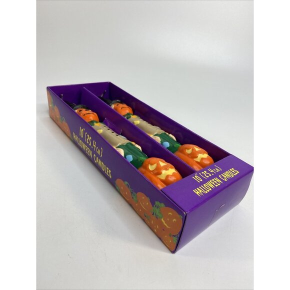 Vintage Halloween Scarecrow Figural Candles 10" Orange Pumpkin Unused 2 pack - Picture 2 of 6